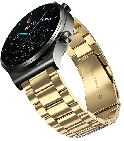YABZOZ Cinturino Compatibile con Huawei Watch GT 2 PRO, Cinturino di Ricambio in Metallo in Acciaio Inossidabile per Huawei Watch GT 2 46mm/GT 3 46mm/GT 3 PRO 46mm Cinturino (Oro)