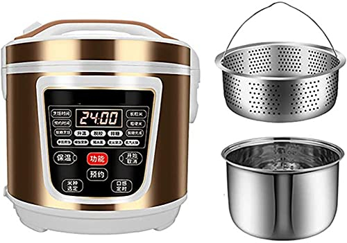 Olla Arrocera Baja En Azúcar (3/5L) Interior De Acero Inoxidable 304 para El Hogar, Reserva De 24 Horas, Olla Arrocera con Separación De Sopa De Arroz, para 2-7 Personas (Size : 5L),3l