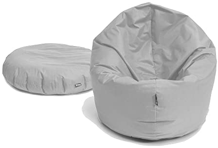 BuBiBag Sitzsack für Kinder und Jugendliche - geeignet als Bodenkissen, Sitzkissen oder als Gaming Sitzsack, geliefert mit Füllung (70 cm Durchmesser, Grau)
