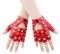 KINBOM 1 Paar Punk Handschuhe Fingerlos, Stilvolle Fingerlose Handschuhe aus Leder Nieten Punk Handschuhe für Halloween Damen Mädchen Cosplay Performance (Rot)