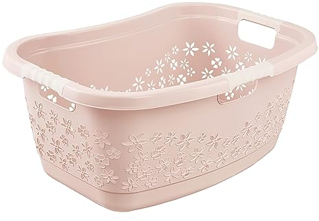keeeper Ergonomischer Wäschekorb mit luftdurchlässigem Dekor, Anti-Rutsch-Softgriffe, 50 l, Lasse, Nordic Pink