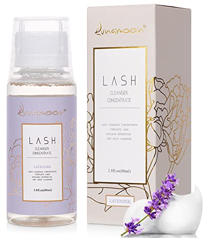Wimpernreinigungskonzentrat Lash Shampoo Concentrate Wimpernshampoo für Wimpernverlängerung Wimpernshampoo Konzentrieren Wimpernschaum Cleanser Wimpernreiniger 80ml (K-Lavender)