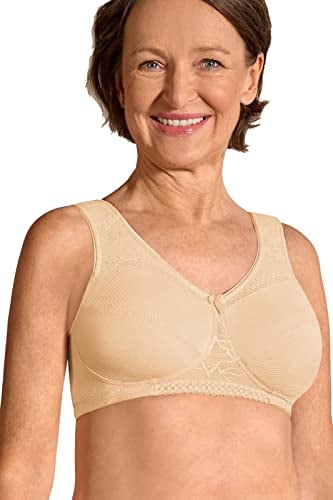 amoena Leslie Soft BH | Größe: 85B | Farbe: Sand | Strukturiertes Material | Speziell für größere Größen | Beidseitig unsichtbar eingearbeitete Taschen | Weich gepolsterte Träger