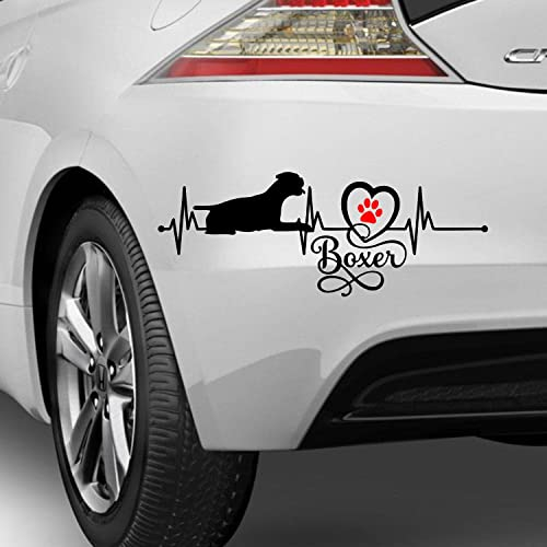 myrockshirt Hund Boxer Herzschlag Aufkleber Sticker ohne Hintergrund Autoaufkleber verschieden Größen/Farben Hunderasse
