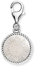 Engelsrufer Damen Charm Anhänger Windrose aus Sterling Silber mit Kompass Anhänger aus Perlmutt- Karabinerverschluss - nickelfrei - Größe: 12mm