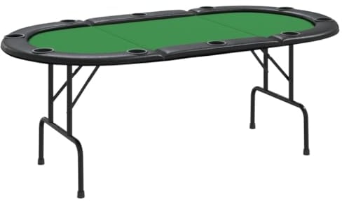 vidaXL Pokertisch, Spieltisch mit Getränkehaltern, Klappbarer Poker Tisch in Casinoqualität, Casino Kartenspiel Tisch für 10 Spieler, Grün, 207x106x76 cm