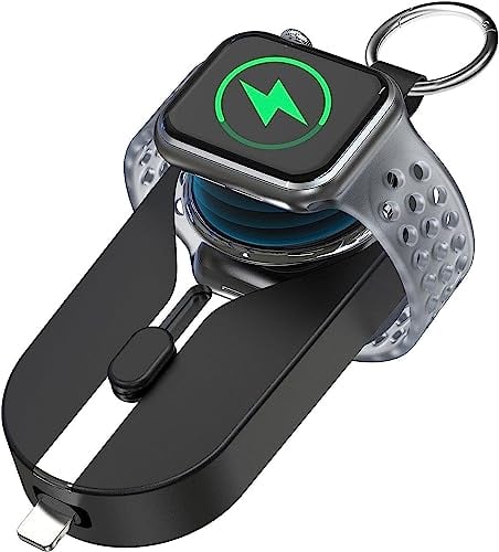 AXFEE Portable Charger Compatible with Apple Watch, 2000mAh Power Bank Compatible with iPhone/Airpods, 2 in 1 Magnetic iWatch Charger Compatible Apple Watch Series 8/UItra/7/6/5/4/3/2/SE(Black)