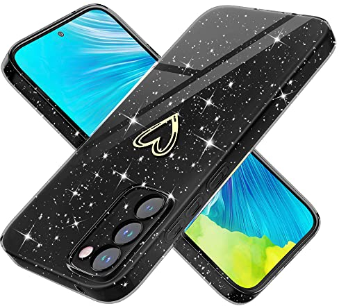 Yichxu Handyhülle für Samsung Galaxy S20 FE Hülle Glitzer Herz Love Silikon TPU Stoßfeste Schutz Bumper Case Cover Glänzend Ultra Dünn Kratzfeste Schutzhülle für Samsung S20 FE 4G/5G, Schwarz