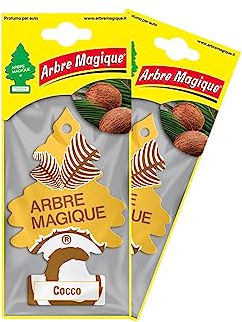 Arbre Magique Duo-Pack Kokosnuss-Lufterfrischer – Intensiver Kokosmilchduft – 7 Wochen natürliche Frische – entspannt und regeneriert den Geist, 1 Stück (2 Stück)
