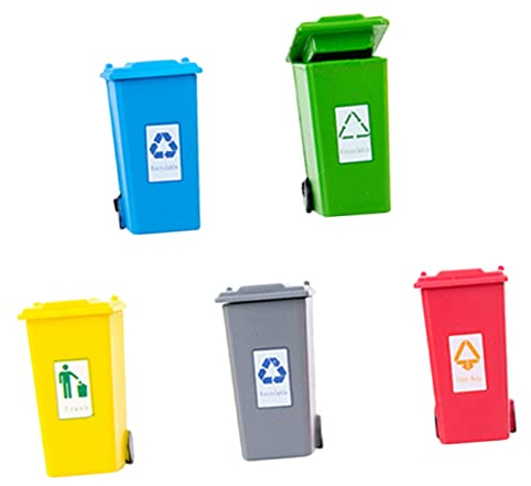 CIYODO Lot De 5 Mini Poubelles Décoratives Pour Maison De Poupée, Matériau Plastique, Couleurs Aléatoires, Modèle Miniature, Accessoire Micro Paysage, Décoration Diy, Usage Intérieur, Collection 1:100