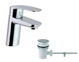 Ramon Soler - Grifo Monomando para Lavabo Cromado, Ahorro de Agua con Válvula Automática, Diseño Moderno, Serie New Fly