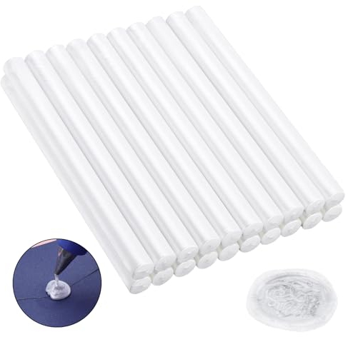 KEESIN Sealing Wax Sticks,20 PCS Gun Sealing Wax Sticks for Glue Gun 135x11mm Gun Sealing Wax for Wedding Invitations, Cards, Envelopes (Pearl White, 135x11mm)
