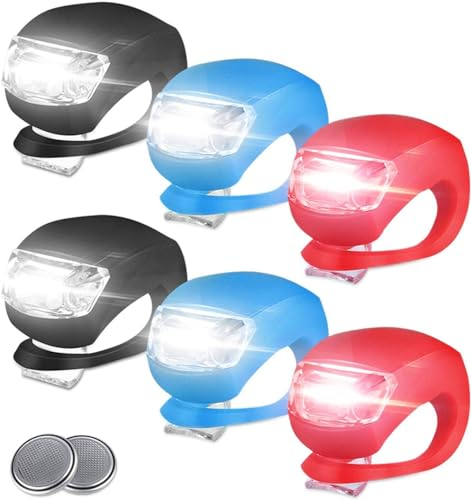 6 Stück Kinderwagen licht: LED Silikonleuchten Wasserdichte, Kinderwagenlicht Silikon mit Heller LED und 3 Leuchtfunktionen, Kinderwagen Licht LED für Kinderwagen, Outdoor, Läufer, Jogger