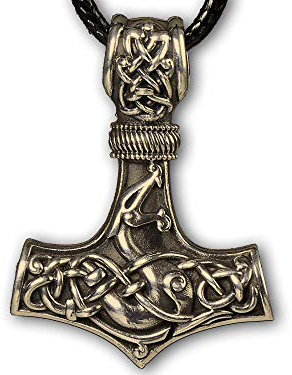Baldur Jewelry - Viking Thors Hammer Necklace Pendant - Dragon Mjölnir Thor Pendant Necklace Protective Amulet - Thor Necklace - Thor Gifts for Men - Viking Necklace for Men