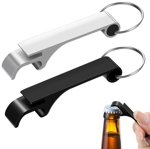 2 Pcs Bottle Opener Keyring Beer Bottle Openers, Small Beer Opener, Bottle Opener Keychain, Mini Key Ring Beer Opener for Daily Use Home Pub Outdoor Bartender Bottle Openers, Men DIY Gifts