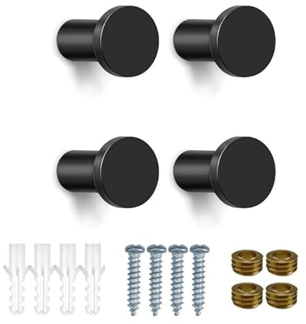 Gearan 4 Garderobenhaken Schwarz Kleiderhaken Handtuchhaken Wandhaken, Mit Befestigungsschrauben zum Aufhängen von Kleidung und Alltagsgegenständen in Küche und Schlafzimmer