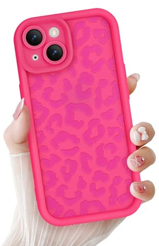 Newseego Case Compatible for iPhone 15 6.1”, Aesthetic Leopard Print Styles Pattern Design for Girls Women Phone Case Soft Slim TPU All-inclusive Lens Shockproof Cover for iPhone 15 - Hot Pink