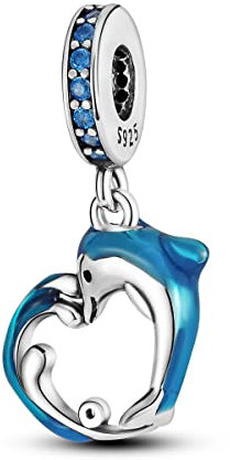 CYCUFF Sterling Silber Charms 925 für Europäische Armband & Halsketten Anhänger Perlen Schmuck Geschenk für Frauen Familie Freunde (Delphin Charm)