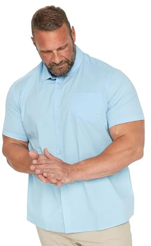 BadRhino Big & Tall Light Stretch Short Sleeve Shirt - Men's - Plus Size Curve Blue
