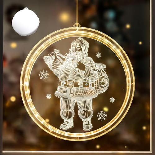 DAZZTIME Luces de Navidad,Luz de Ventana Decorativa de Navidad,Lámpara de Ventosa de Navidad,Luces Navidad,Adornos Navideños,para Ventanas Jardín Terraza Casa Dormitorio Árbol Fiesta