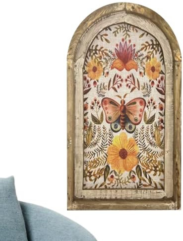 Teksome Blumenbilder Wanddekoration - Blumenbilder vom Bauernhof - Bohemia Schmetterling und Meerjungfrau Holzbilder für Wohnzimmer, Schlafzimmer, Fenster