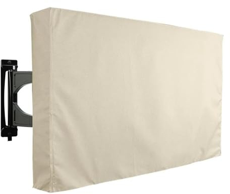 MZSKLW TV Cover Outdoor Tv Protective Cover Weatherproof With Bottom Cover, Suitable For 30-32 Inch Tv, With Remote Control Pocket Television Cover(White,FOR 30-32inch TV)