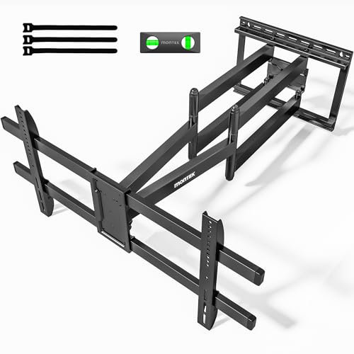 monTEK Langarm TV Wandhalterung für 43-90 Zoll Flach & Curved Monitor bis zu 60kg, Schwenkbare und Neigbare Fernseher Halterung, Ausziehbare Wandhalterung Fernseher, max. VESA 800x400 mm