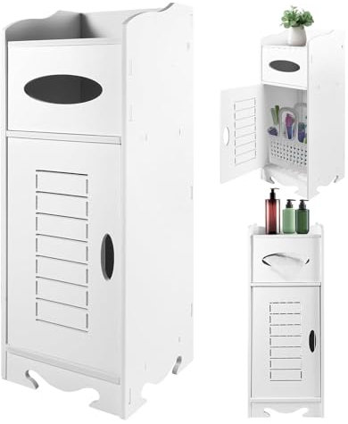 Youyijia Wasserdichter Badezimmerschrank Badezimmermöbel Kommt mit offenen Ablagefächern Badschrank Freistehende Geeignet für Wohnzimmer, Küche und Bad Dreischichtige 55x21x21CM Weiß