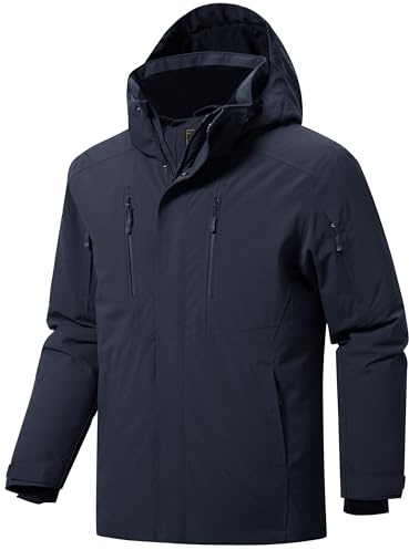 FREE SOLDIER Wasserdichte Skijacke für Herren, warm, mit Fleece gefüttert, Snowboard-Regenmantel, Kapuze, vollständig versiegelte Nähte