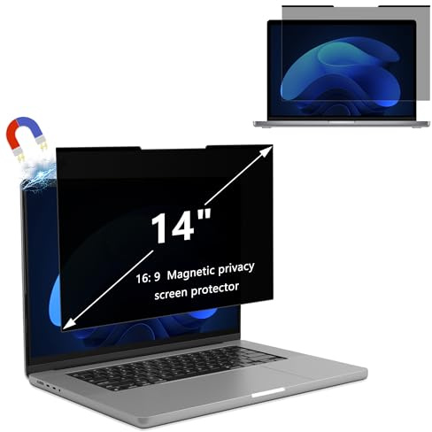 YealRed para 14 pulgadas 16:9 Pantalla de Privacidad, Magnético Laptop | Protector de Pantalla de Privacidad Extraíble (14 pulgadas 16:9 - 316 x 184 mm), Reversible Anti-Reflejos Antiarañazos