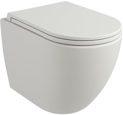 Vaso WC Filo Muro Rimless Infinity Bianco Lucido, Made in Italy – Sanitari Bagno Filomuro a Terra Moderni, Senza Brida, Design Contemporaneo, Facile Installazione e Pulizia (Vaso, Bianco Opaco)