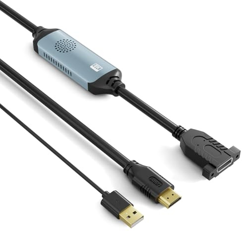 Loryi 8K HDMI auf DisplayPort Adapter, HDMI 2.1 Stecker auf DP 1.4 Buchse mit USB Power,