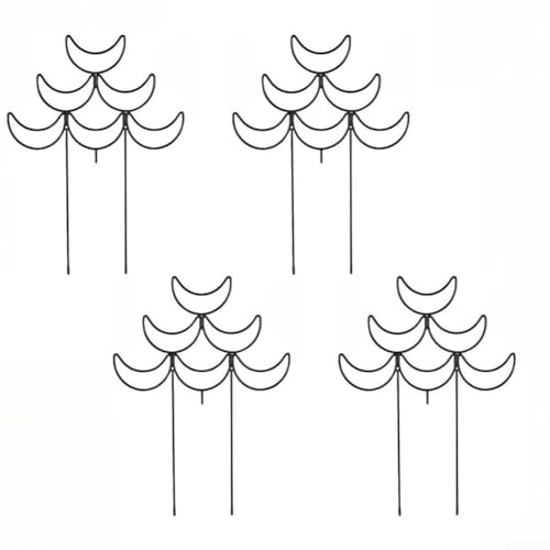 4Pcs Stackable Iron Trellis for Climbing Plants Compatible with For Potted Roses Peas Cucumbers Garden (Black)