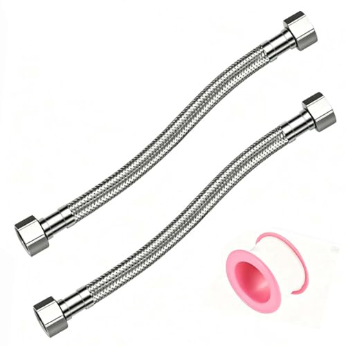 cddcwz 2 flexibles tressés, filetage femelle 1/2 x 3/8, 50 cm | acier inoxydable 304, flexibles pour robinet, raccords pour robinet de cuisine ou WC.