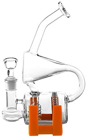 Heisenberg Uhrwerk 2.0 mit Silikonfuß Glasbong Wasserpfeife Bubbler (NS 14) mit Honeycomb-Perkolatorsystem