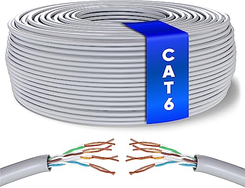 Mr. Tronic Granel Cable Ethernet Cat 6 De 100m, Bulk Cable de Red LAN Para Internet Rápida & Fiable - AWG24 Cat6 a Granel, 1 Gbps Internet 250 MHz UTP CCA (100 Metros, Gris)