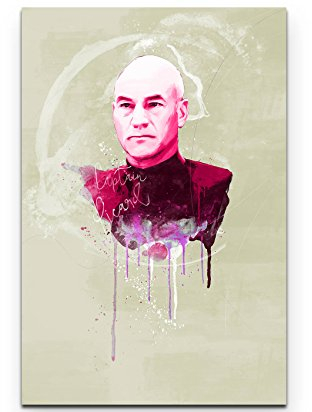 Paul Sinus Art Captain Picard 90x60cm Splash Art Wandbild auf Leinwand color