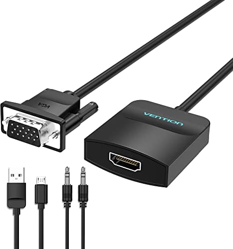 VENTION VGA to HDMI Adapter Converter with Audio 1080P 0.5m, ABS Shell VGA to HDMI for Monitor/TV