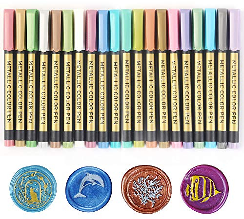 Juego de rotuladores metálicos de 20 colores para decorar el sello de cera, juego de bolígrafos de para sello de cera de boda, ajuste a todas las cuentas de sello