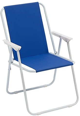 Baroni Home Klappstuhl für Meer, Strand oder Camping, Faltstuhl aus Leinwand, Outdoor-Stuhl mit bunten Armlehnen, Blau, 52x44x76 cm (1 Stück)