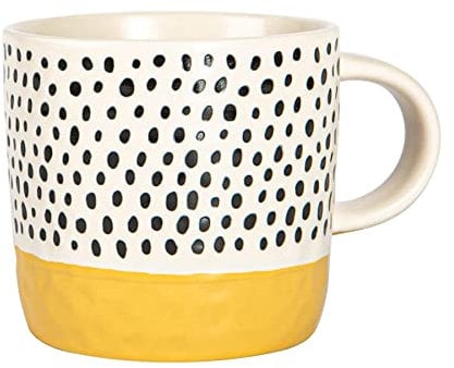 Nicola Spring Getauchte Dotty Stone Hager Kaffeetasse - 385ml - Senf