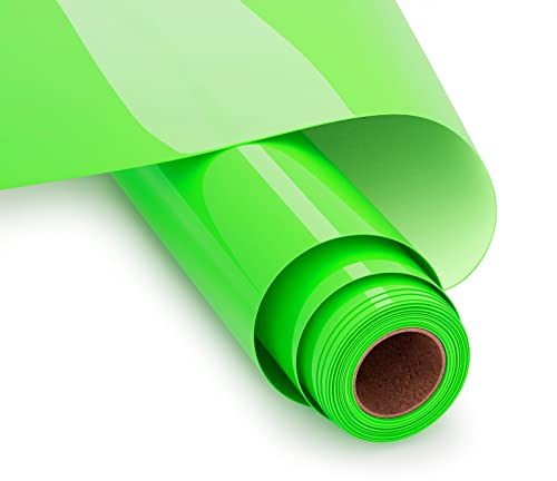 UIOK Plotterfolie Textil 30.5 x 365.7cm Flexfolie Plotter Textil,Neon Grün Flexfolie Bügelfolie Plotter Heat Transfer Vinyl für DIY T-Shirt, Transferfolie Plotter Flexfolie (Neon Grün)