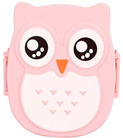Tbest Brotdose Eule,Brotdose Mädchen,Brotdose Kinder Mit Fächern Eule,Brotdose Kinder Eule,Boite A Gouter Hibou Kunststoff Tragbare Cartoon Eule Brotdose Lebensmittelecht Mikrowellen-Aufbewahrungsb
