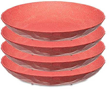 Tiefer Teller 22 cm 4er-Set CLUB PLATE Suppenteller Kunststoff Koralle Koziol