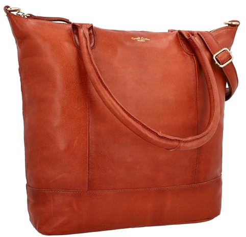 Gusti Leder Shopper Damen Mia – Ledertasche mit Reißverschlussfach, abnehmbarem Trageriemen & 15 Zoll Laptopfach - Ideal für Alltag & Büro