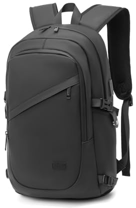 Kono Laptop Backpack, Anti Theft Rucksack for Men Women Travel Work 15.6 Inch Laptop Bag with USB Charging Port Lightweight School Bag for Girls Boys (A-Black, 15.6 inch)