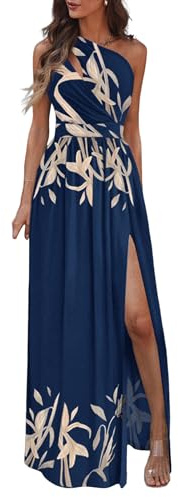 iSpchen Vestido Elegante de Mujer, Veraniego con Hombros Descubiertos, Cintura Alta, Dividido y Versátil