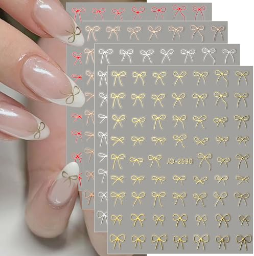 6 Farben Bogen Nagelsticker Bronzieren Schleifen Nagelaufkleber Schleife Nagel Stickers Nagelfolie Selbstklebend Nail Art Aufkleber Nägel Fingernägel Folie Nageldesign Zubehör Cute Bow Nail Sticker