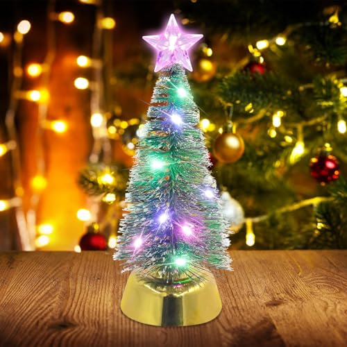 19 cm Leuchtender Weihnachtsbaum,Mini Weihnachts Baum mit LED,Weihnachtsbaum Miniatur,Bunter LED-Weihnachtsbaum Geeignet für Neujahr, Weihnachtsdekoration