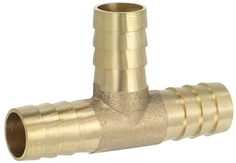 PATIKIL 1/2 Zoll Messing T Stück Wasseranschluss, Golden | 3 Wege T-Schlauchverbinder Verbindungsstück T Form Messing Schlauchtülle für Wasser Luft Druckluftschlauch Gas Öl Rohr